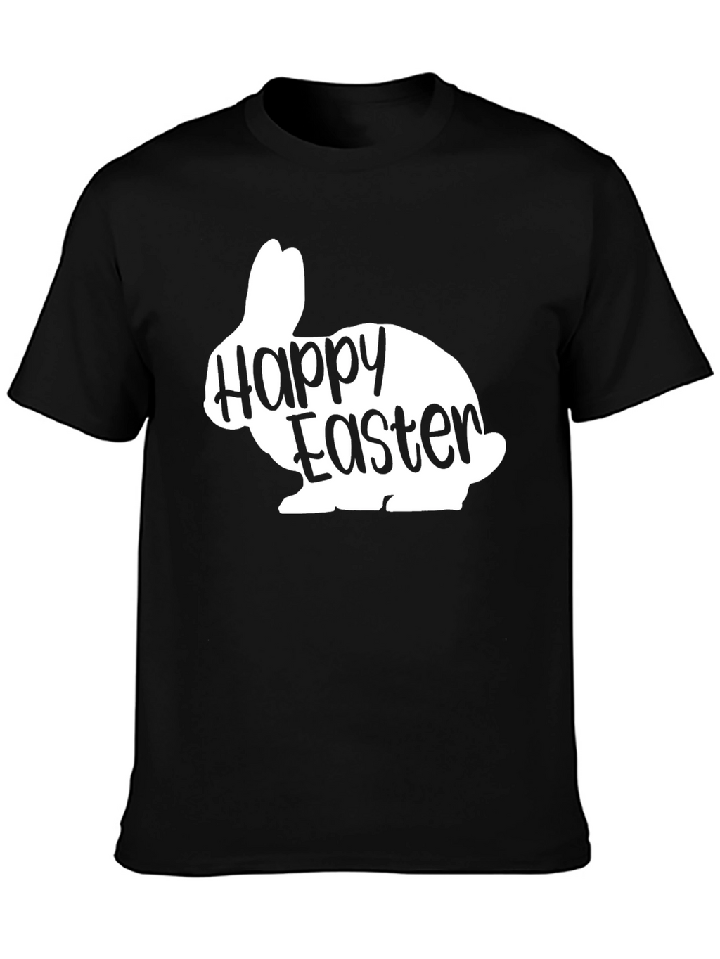 Happy Easter Bunny Silhouette Black T-Shirt