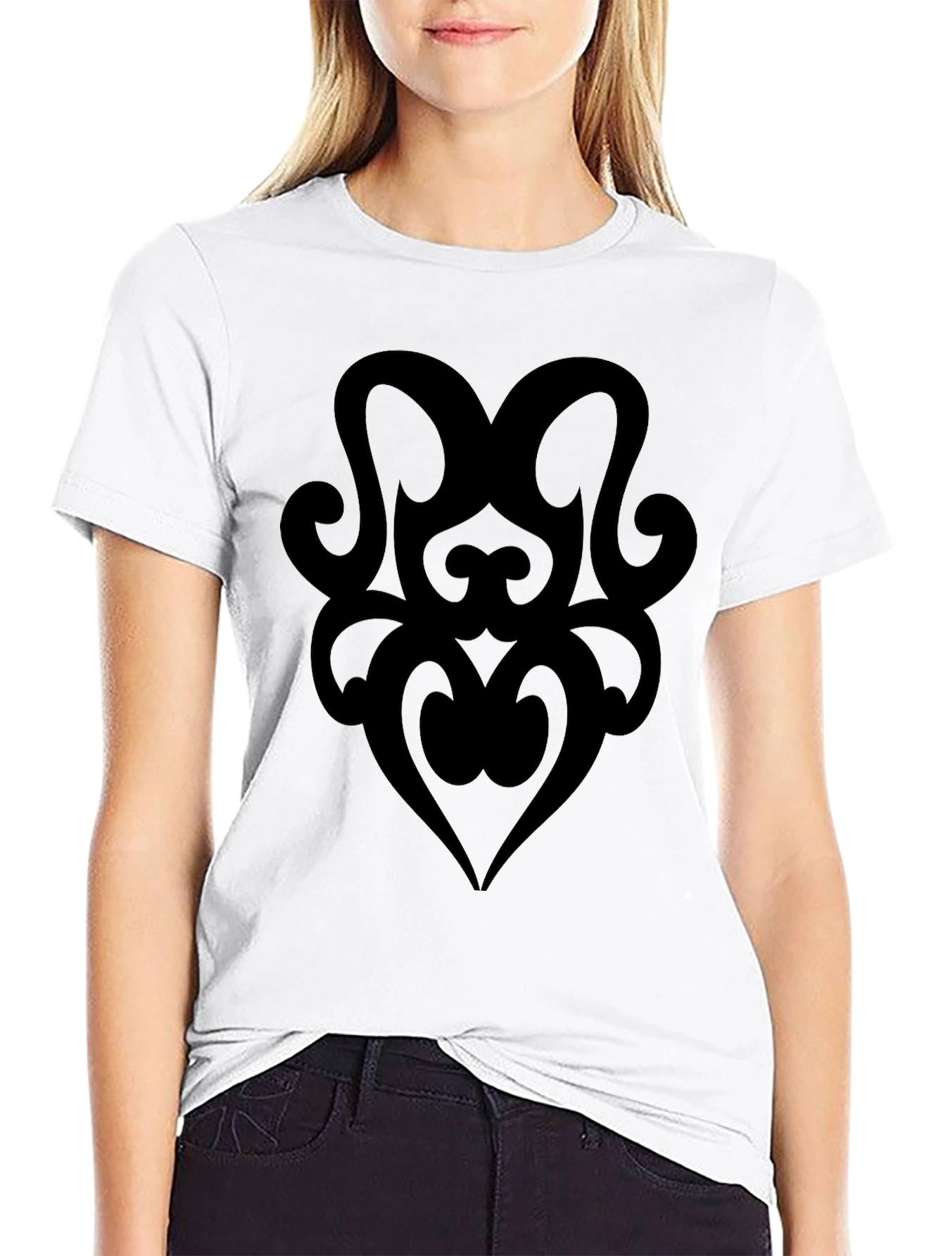 Tribal Heart Graphic Black T-Shirt