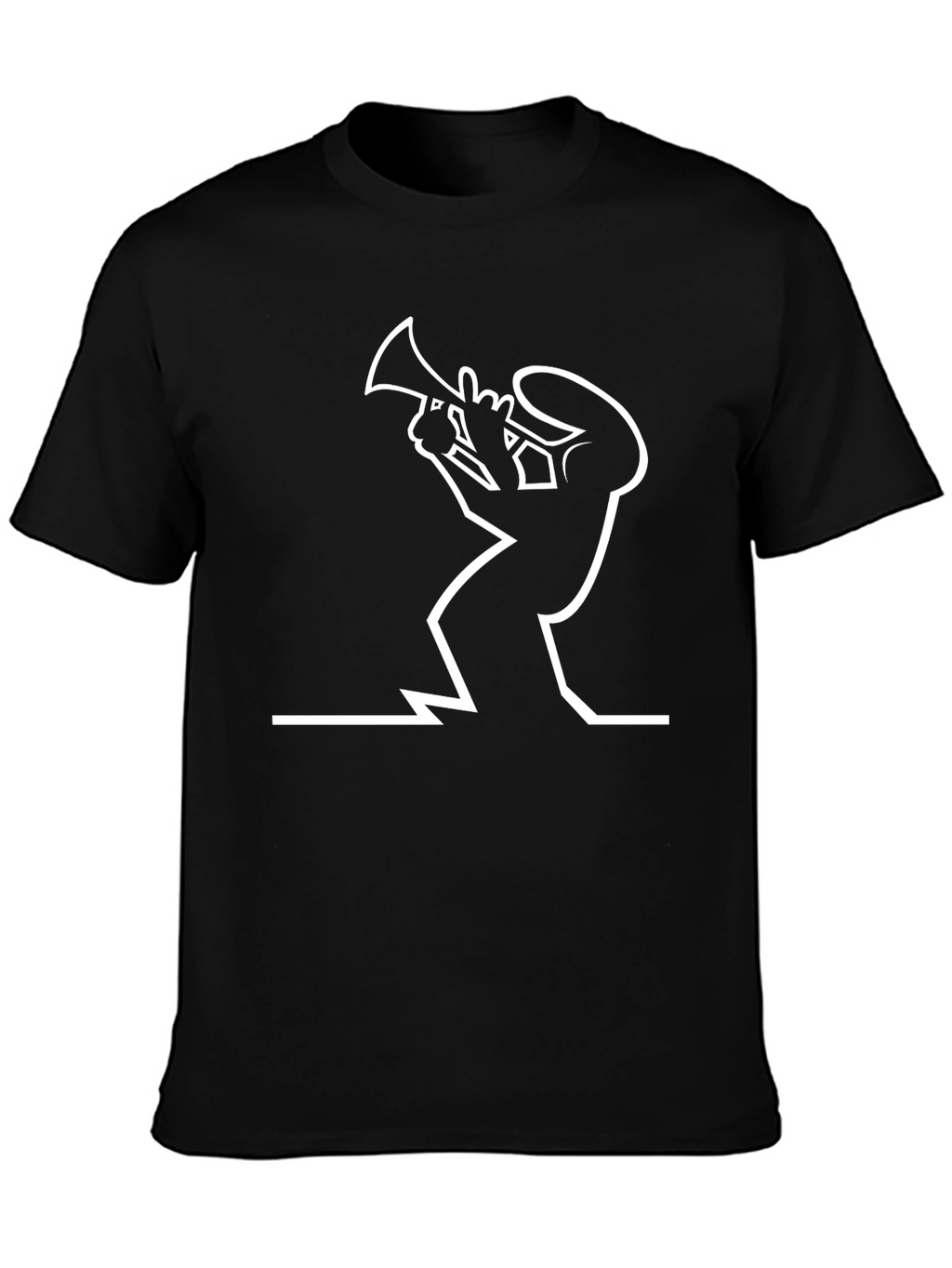Jazz Trumpet Player Graphic Tee - Black Cotton T-Shirt