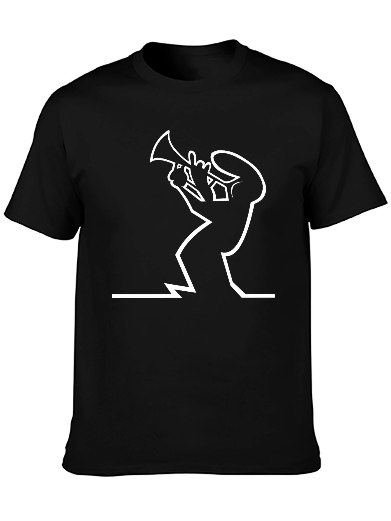 Jazz Trumpet Player Graphic Tee - Black Cotton T-Shirt