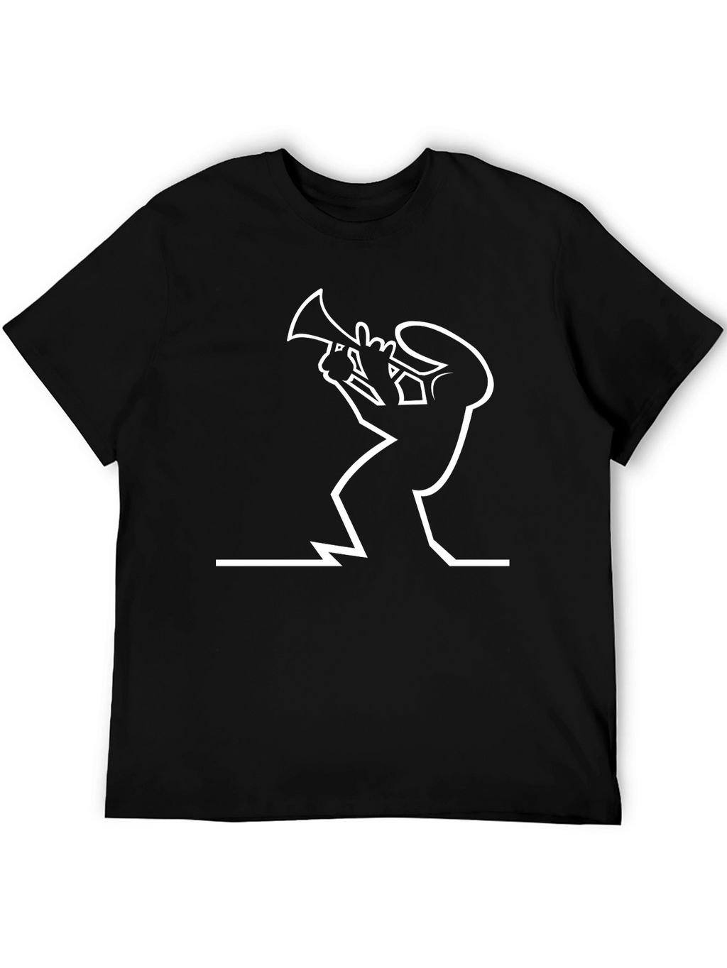 Jazz Trumpet Player Graphic Tee - Black Cotton T-Shirt