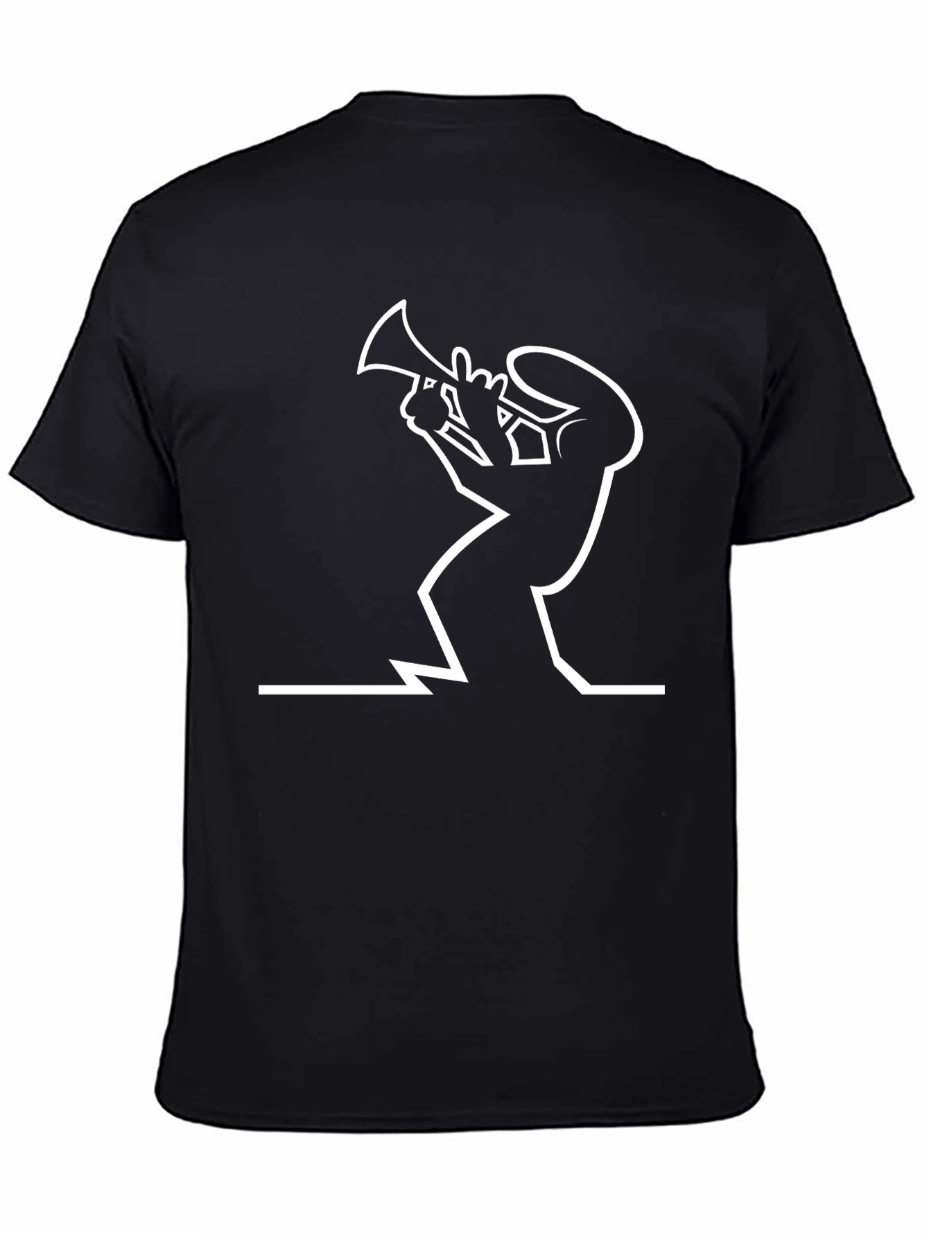 Jazz Trumpet Player Graphic Tee - Black Cotton T-Shirt