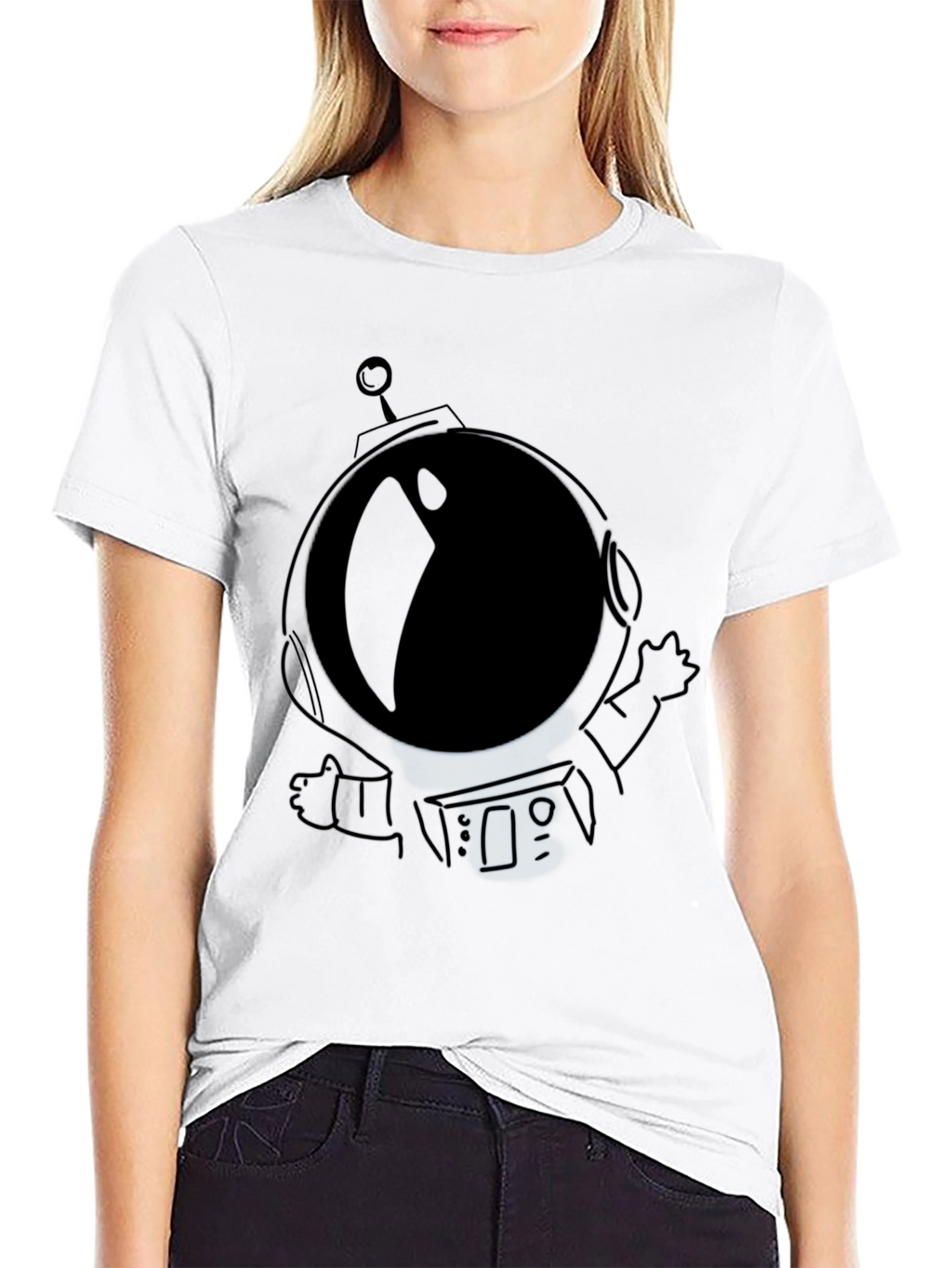 Astronaut Graphic T-Shirt - Black Crew Neck Tee