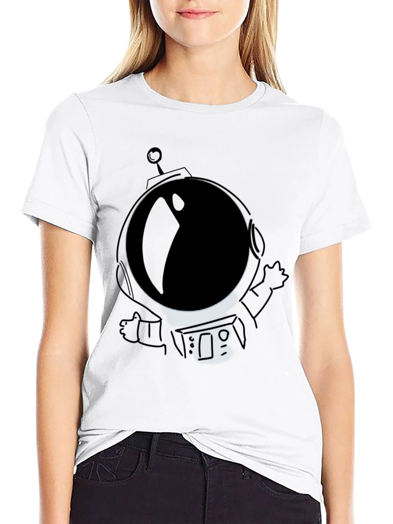 Astronaut Graphic T-Shirt - Black Crew Neck Tee