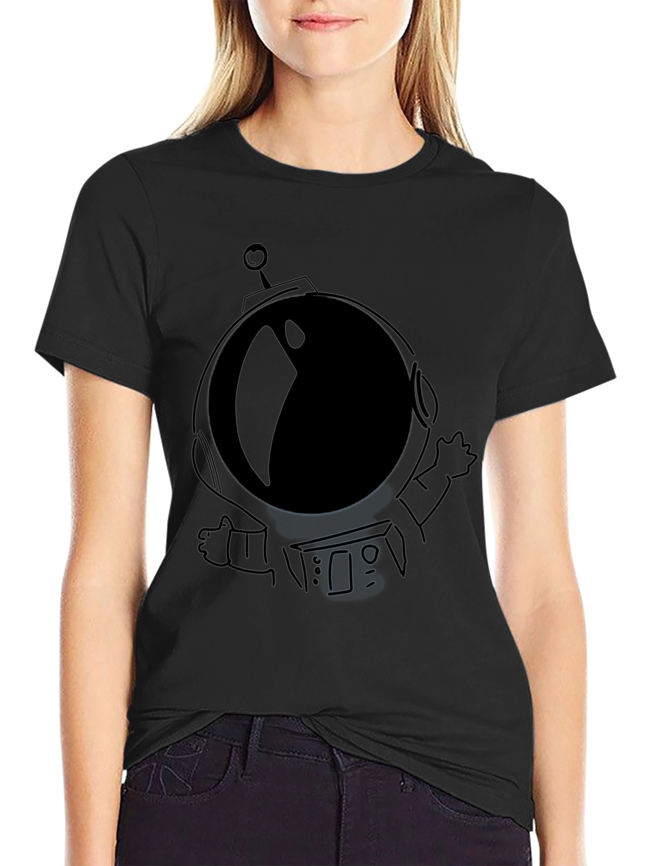 Astronaut Graphic T-Shirt - Black Crew Neck Tee