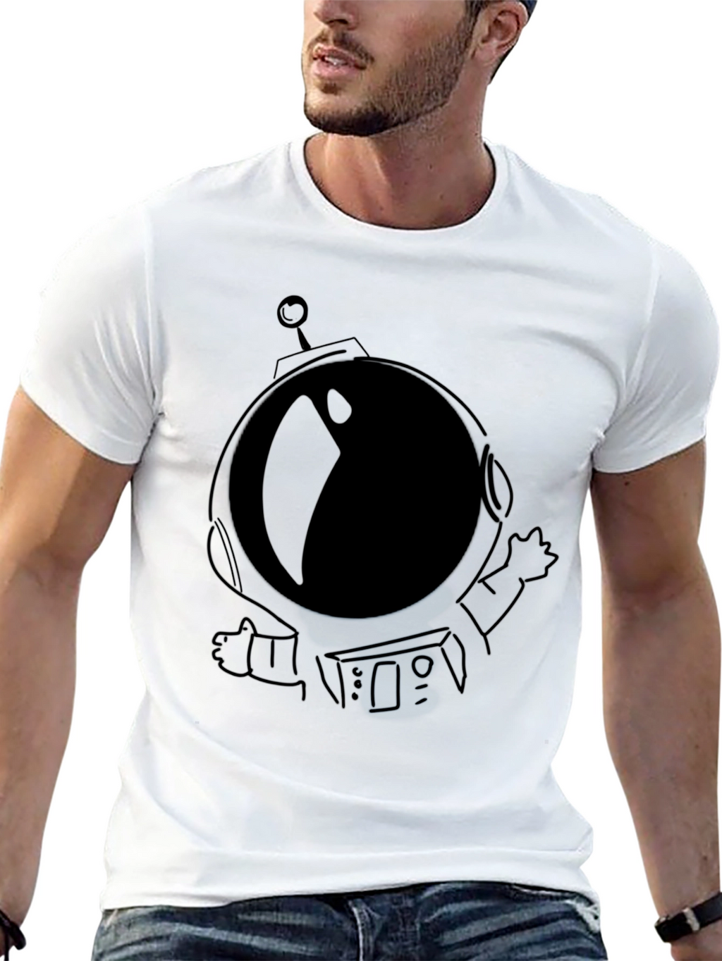 Astronaut Graphic T-Shirt - Black Crew Neck Tee