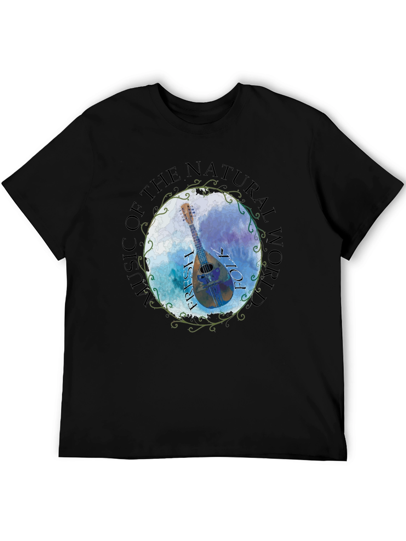 Natural World Music T-Shirt - Folk Irish Mandolin Design