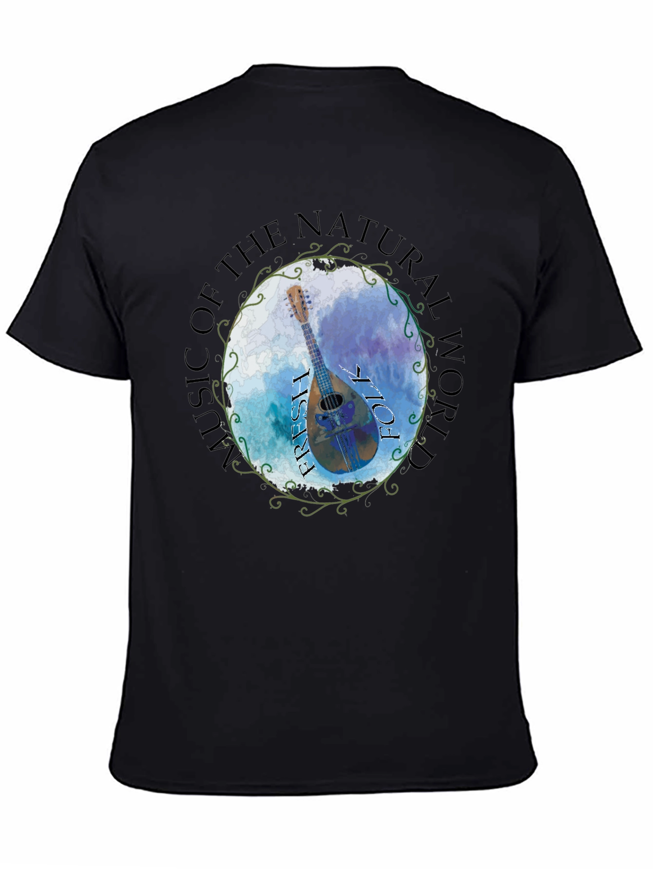 Natural World Music T-Shirt - Folk Irish Mandolin Design