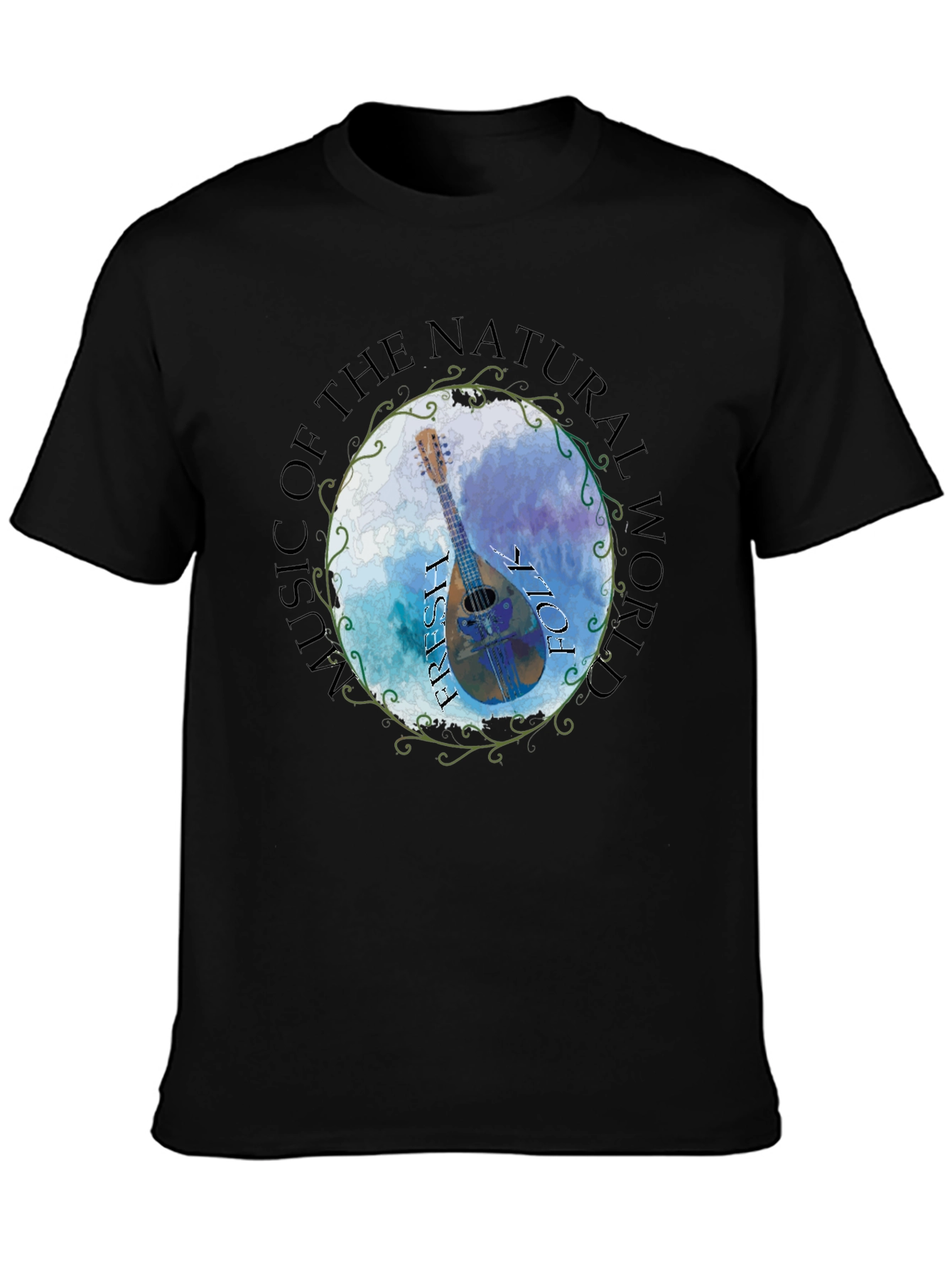 Natural World Music T-Shirt - Folk Irish Mandolin Design