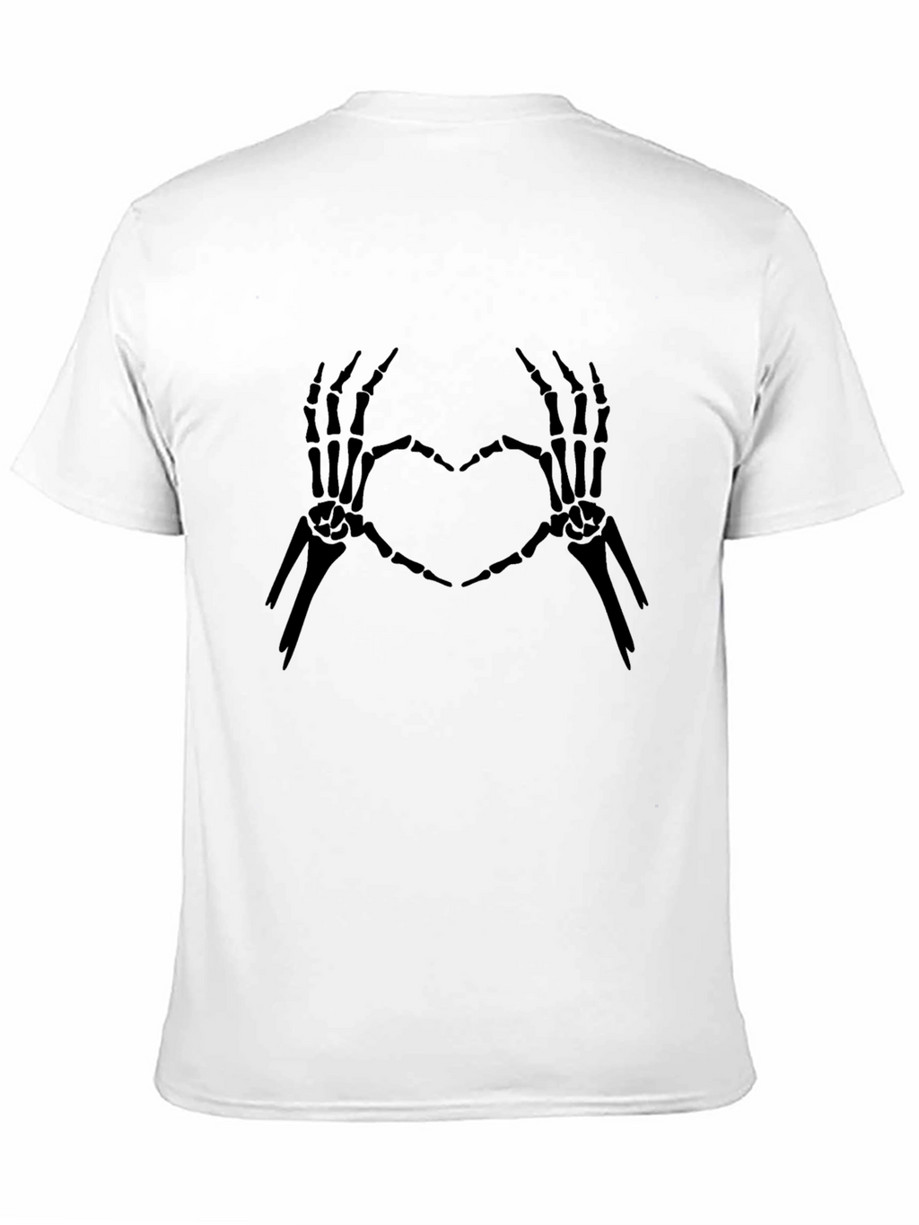 Skeleton Heart Hands Graphic Tee - Black Cotton