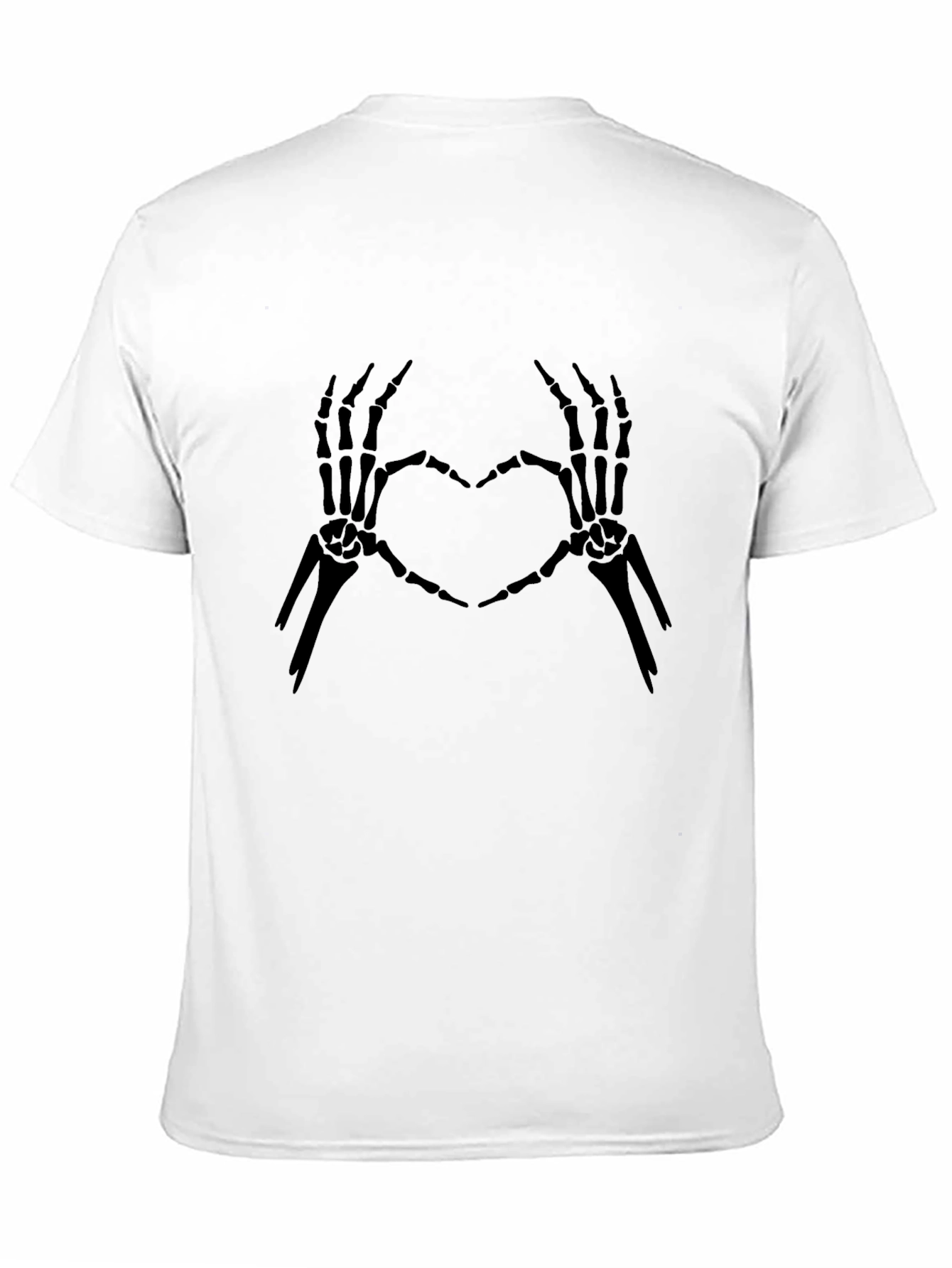 Skeleton Heart Hands Graphic Tee - Black Cotton