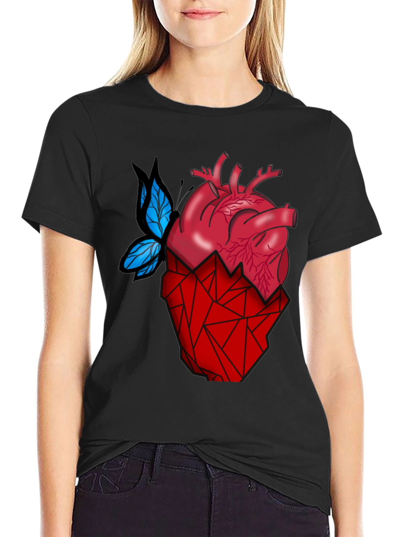 Anatomical Heart & Butterfly T-Shirt - Modern Graphic Tee