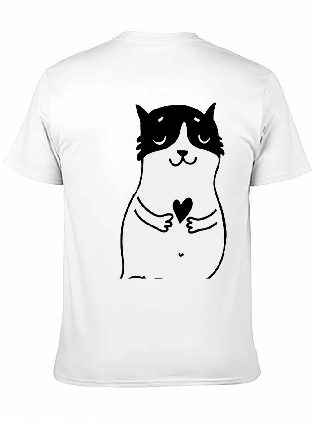 Cute Cat Heart Graphic Black T-Shirt