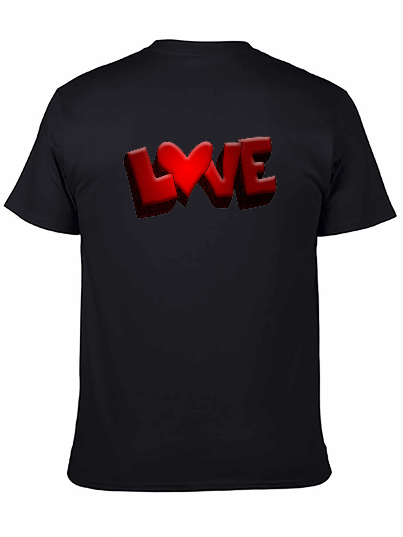 Love Heart Graphic Tee - Black Casual T-Shirt