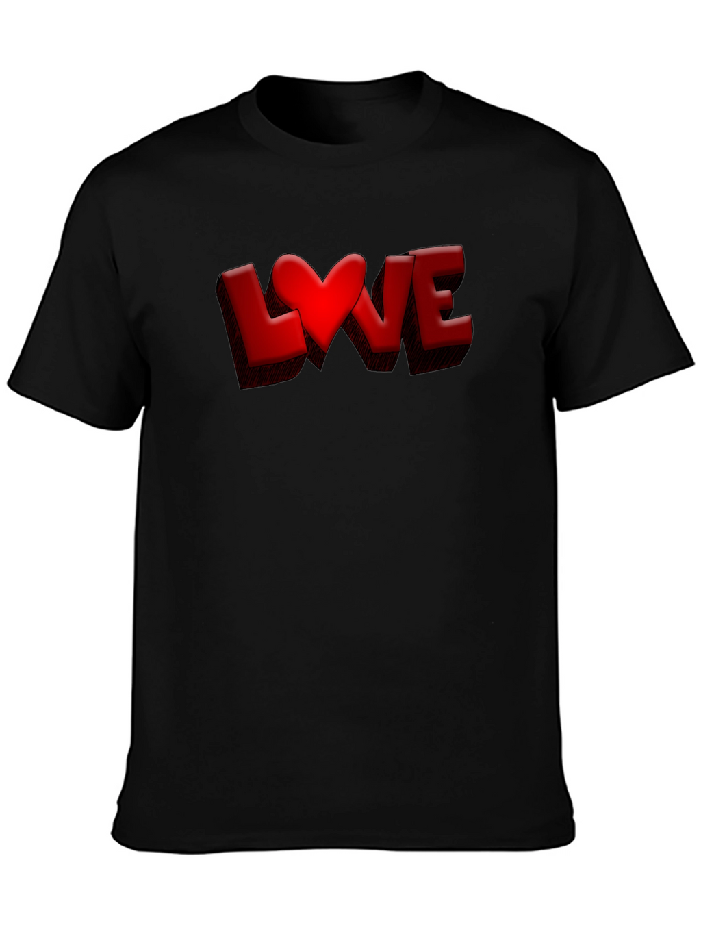 Love Heart Graphic Tee - Black Casual T-Shirt
