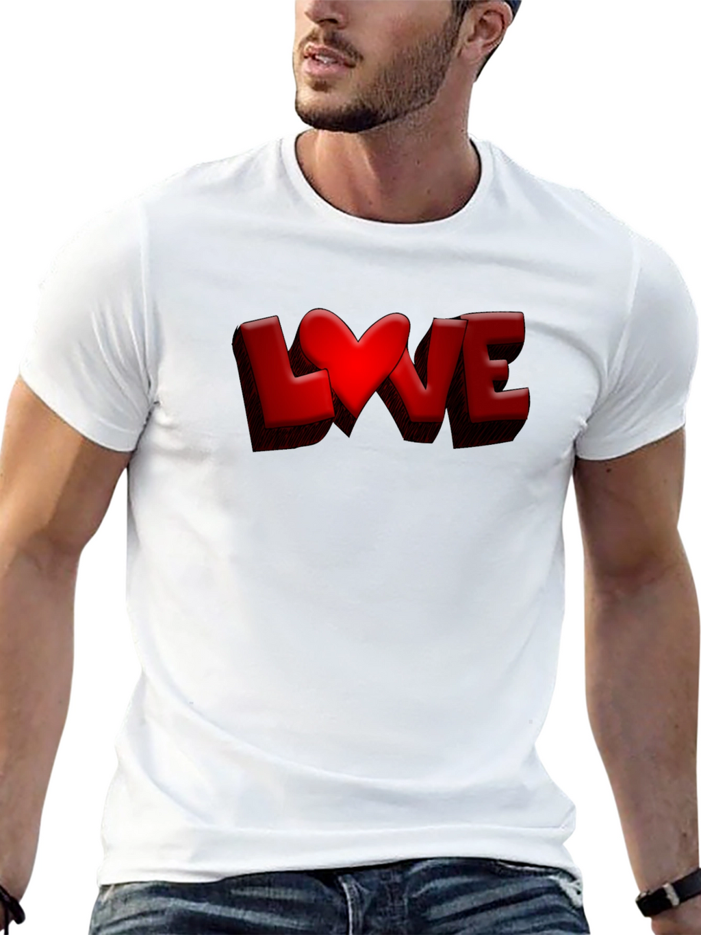 Love Heart Graphic Tee - Black Casual T-Shirt