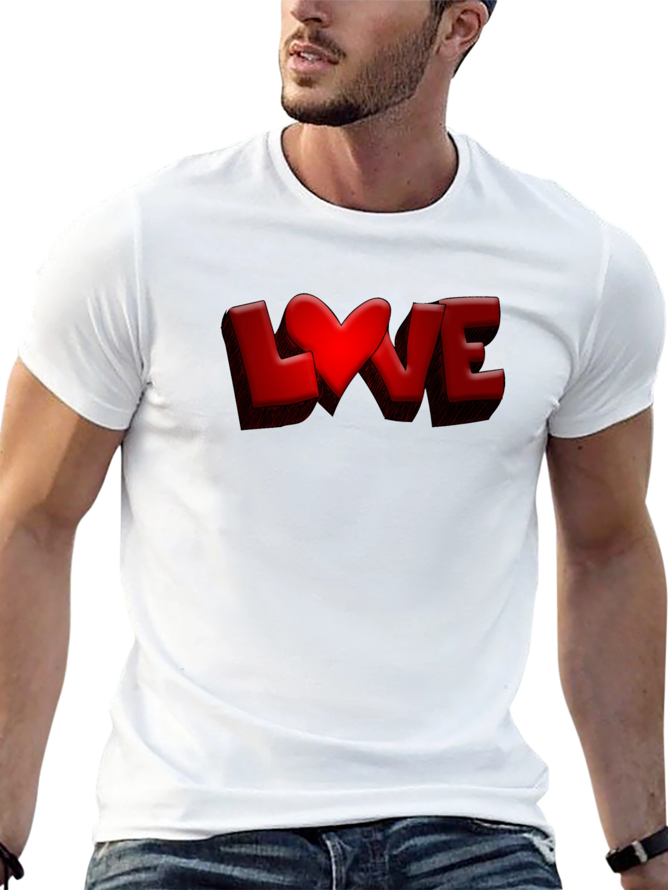 Love Heart Graphic Tee - Black Casual T-Shirt