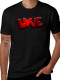Love Heart Graphic Tee - Black Casual T-Shirt