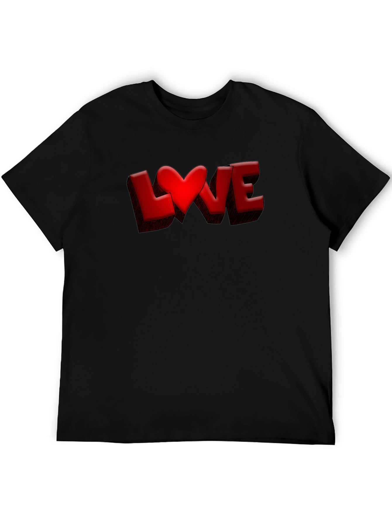 Love Heart Graphic Tee - Black Casual T-Shirt
