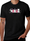 Cute Dogs Heartbeat T-Shirt - Black Cotton Tee
