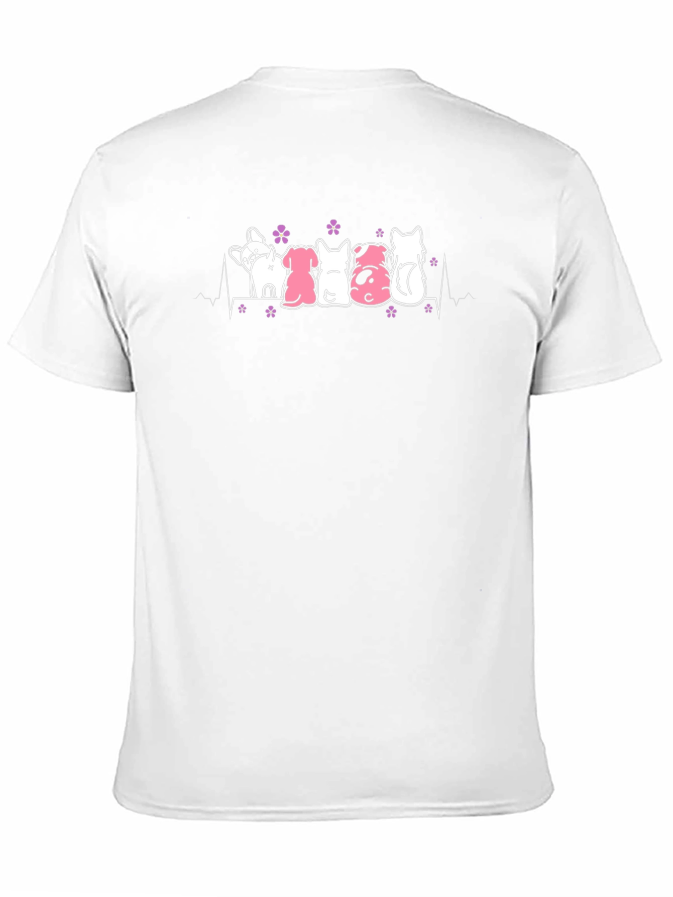 Cute Dogs Heartbeat T-Shirt - Black Cotton Tee
