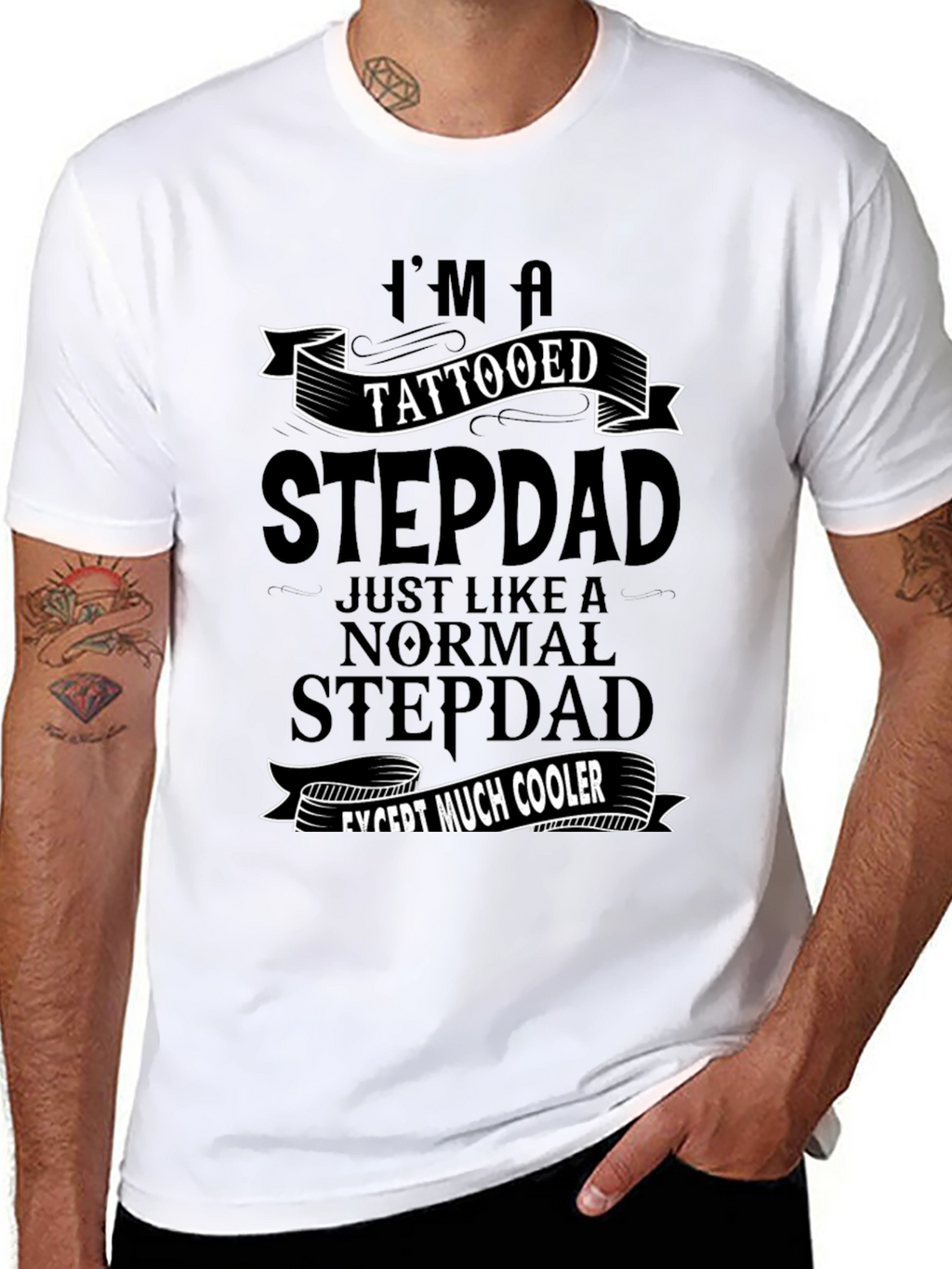 Tattooed Stepdad T-Shirt - Cool Dad Gift