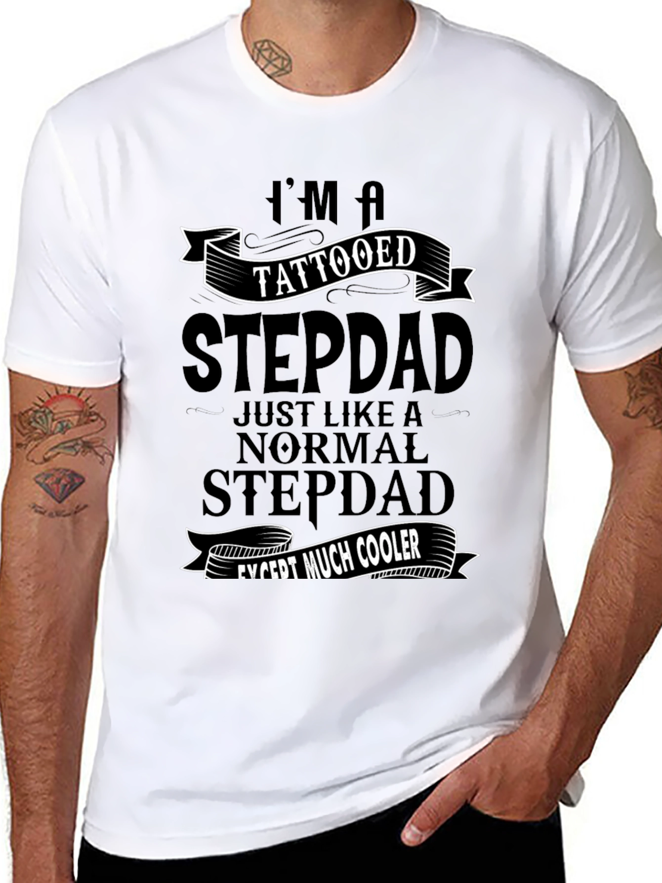 Tattooed Stepdad T-Shirt - Cool Dad Gift