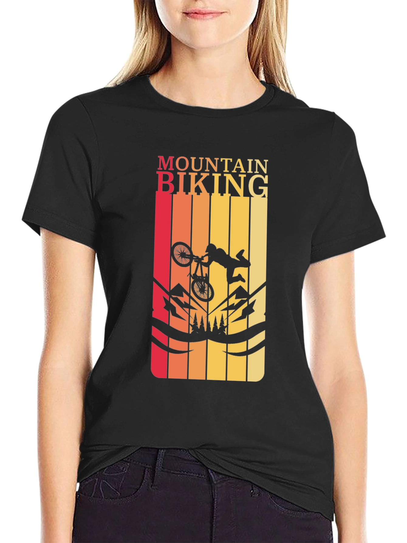 Mountain Biking Graphic Tee - Black T-Shirt