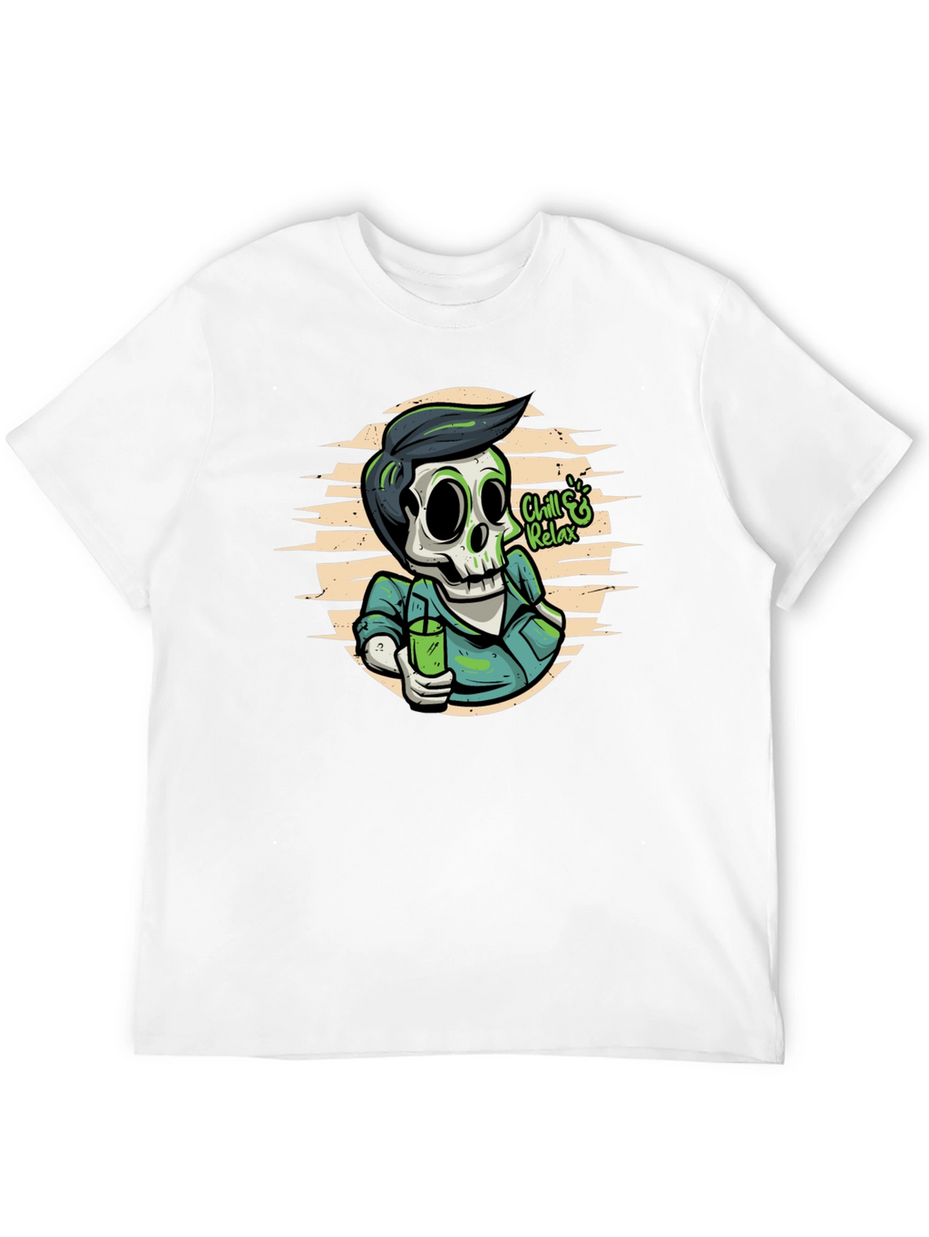 Chill & Relax Skeleton Graphic Tee - Black