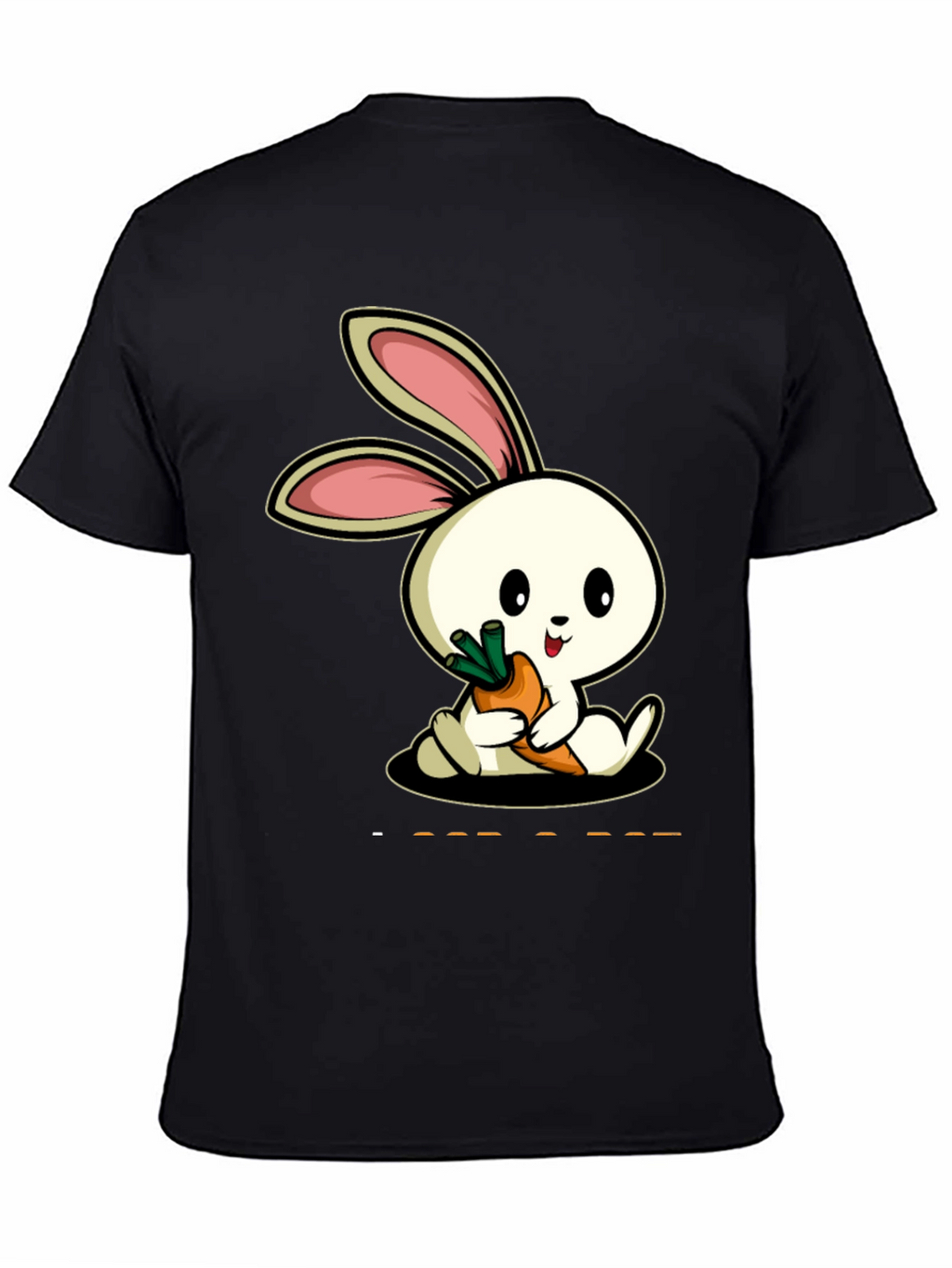 Cute Rabbit Carrot Graphic Black T-Shirt