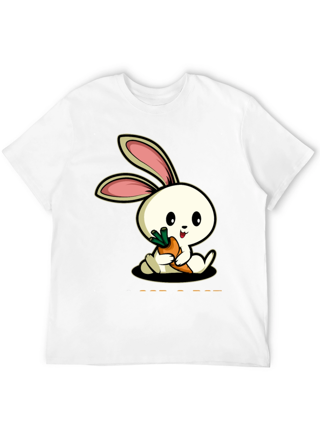 Cute Rabbit Carrot Graphic Black T-Shirt