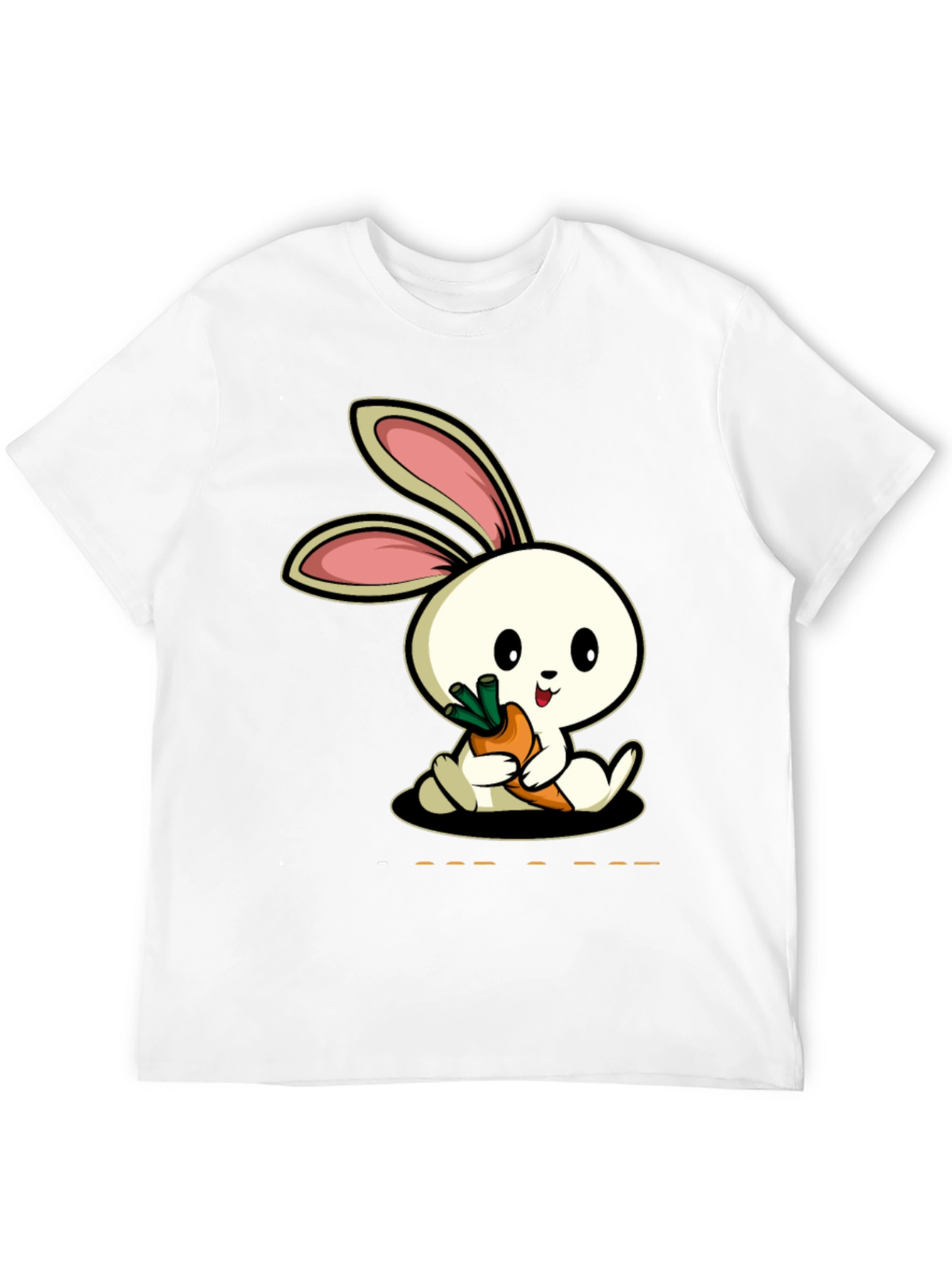 Cute Rabbit Carrot Graphic Black T-Shirt
