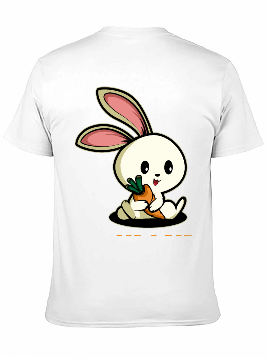 Cute Rabbit Carrot Graphic Black T-Shirt