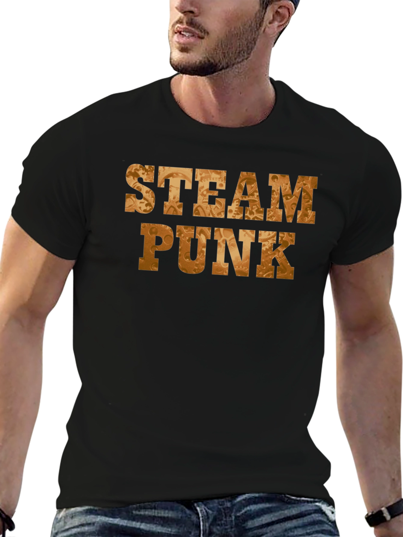 Steampunk Gear Graphic Black T-Shirt