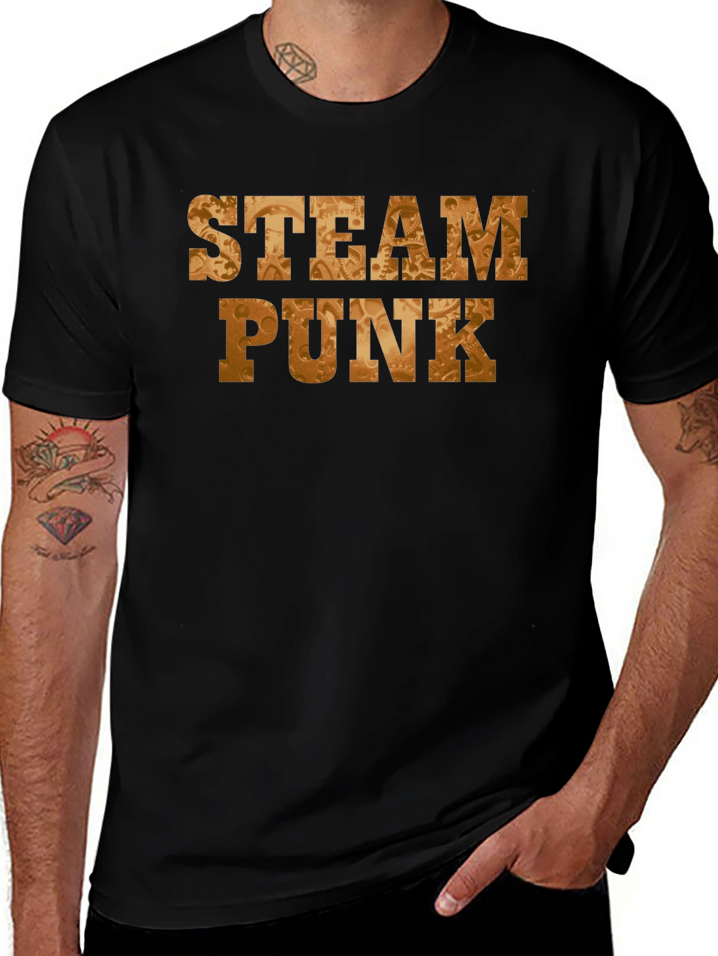 Steampunk Gear Graphic Black T-Shirt