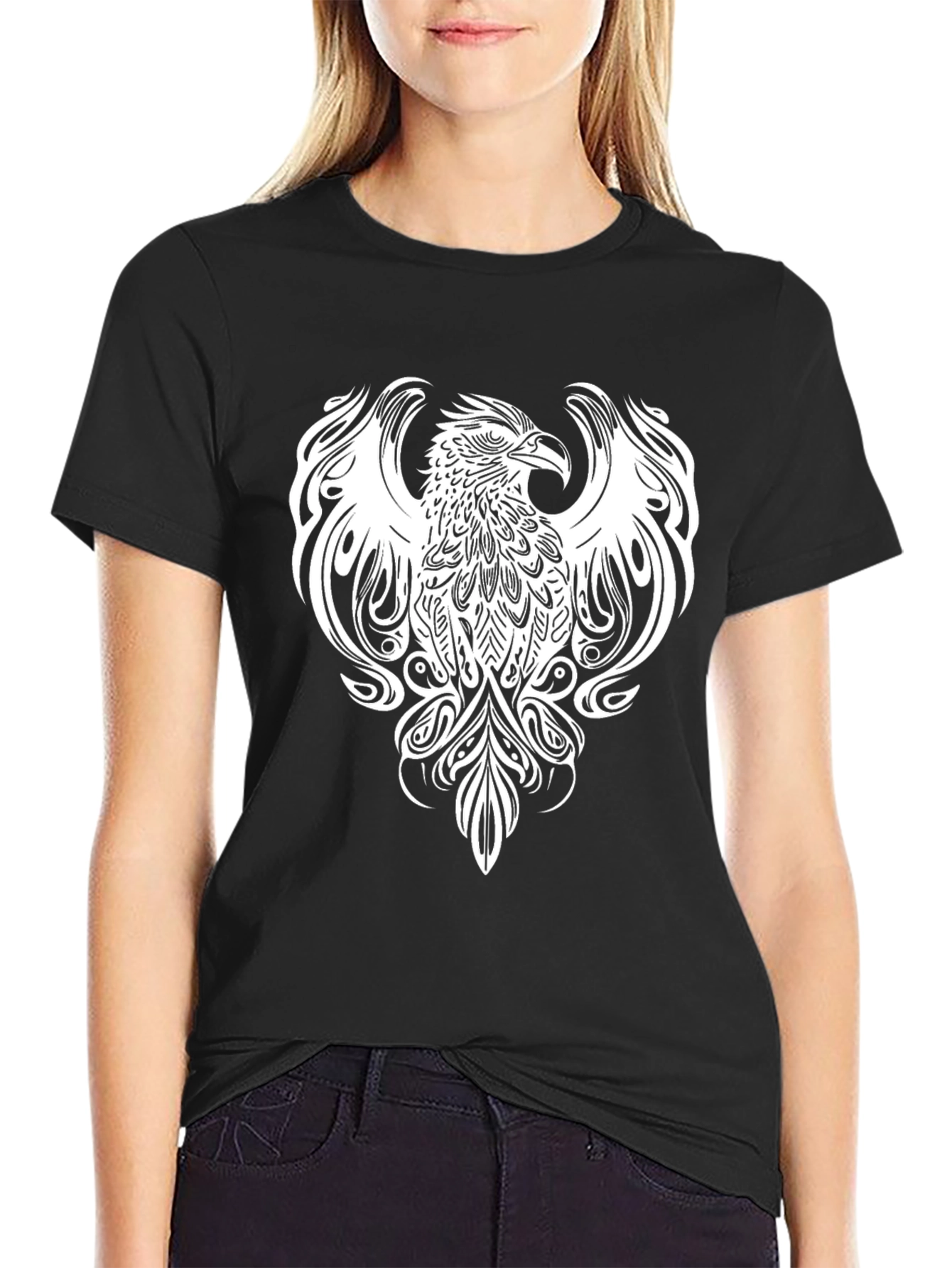 Phoenix Graphic Tee - Stylish Black Cotton Blend Shirt