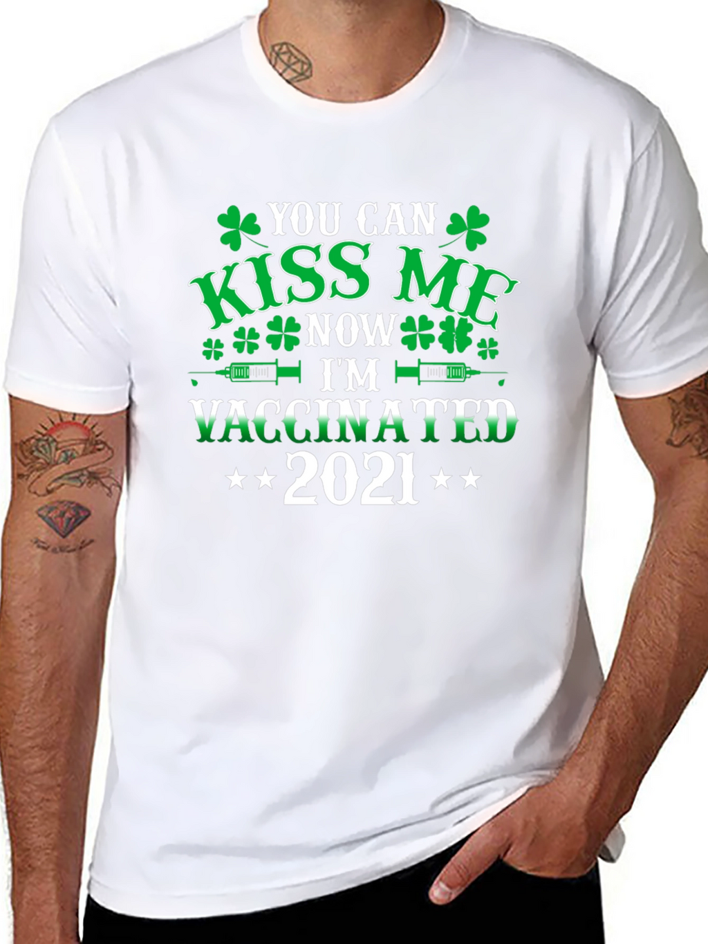 Kiss Me Im Vaccinated 2021 St. Patricks Day Tee