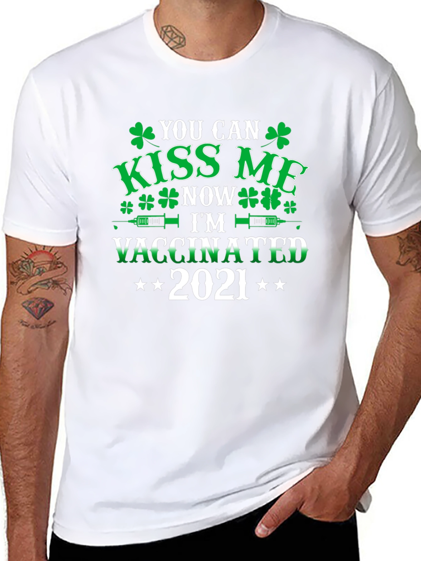 Kiss Me Im Vaccinated 2021 St. Patricks Day Tee