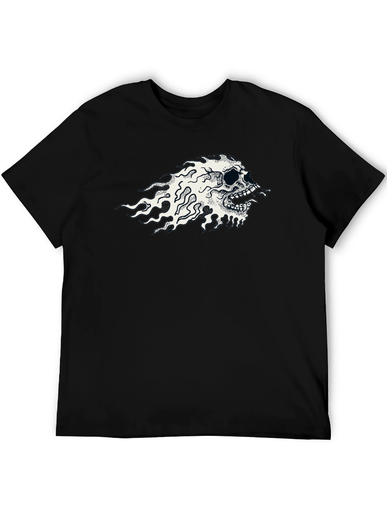 Flaming Skull Graphic Black T-Shirt