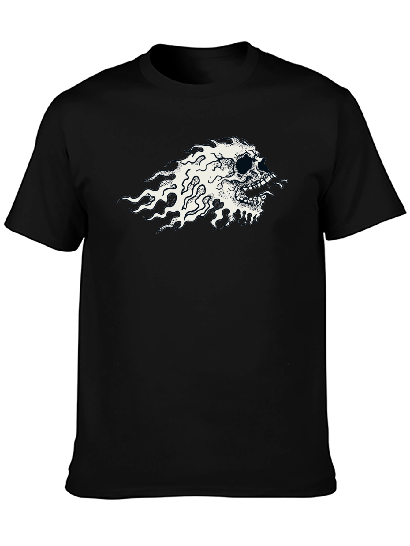 Flaming Skull Graphic Black T-Shirt