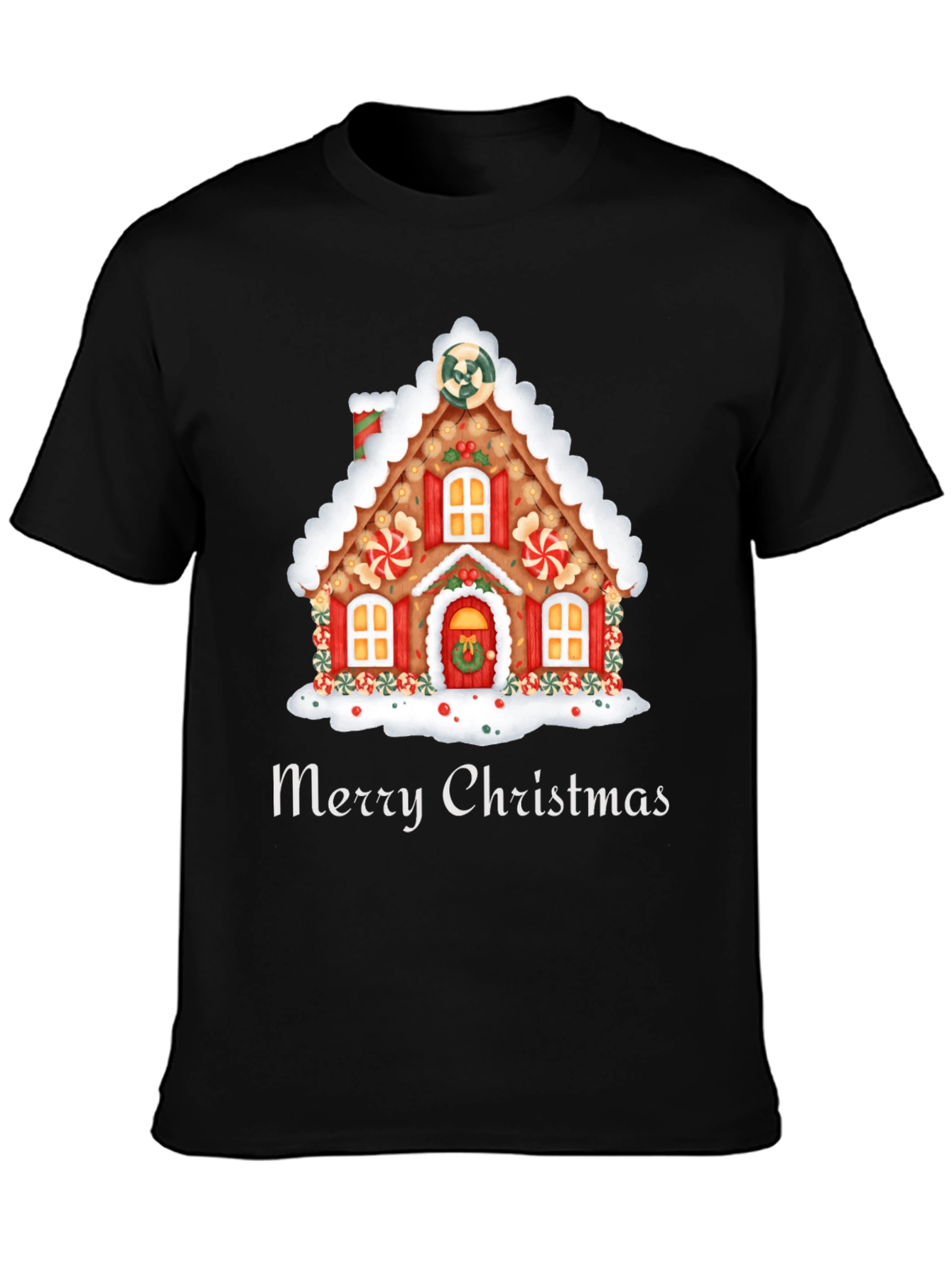 Festive Merry Christmas Gingerbread House T-Shirt