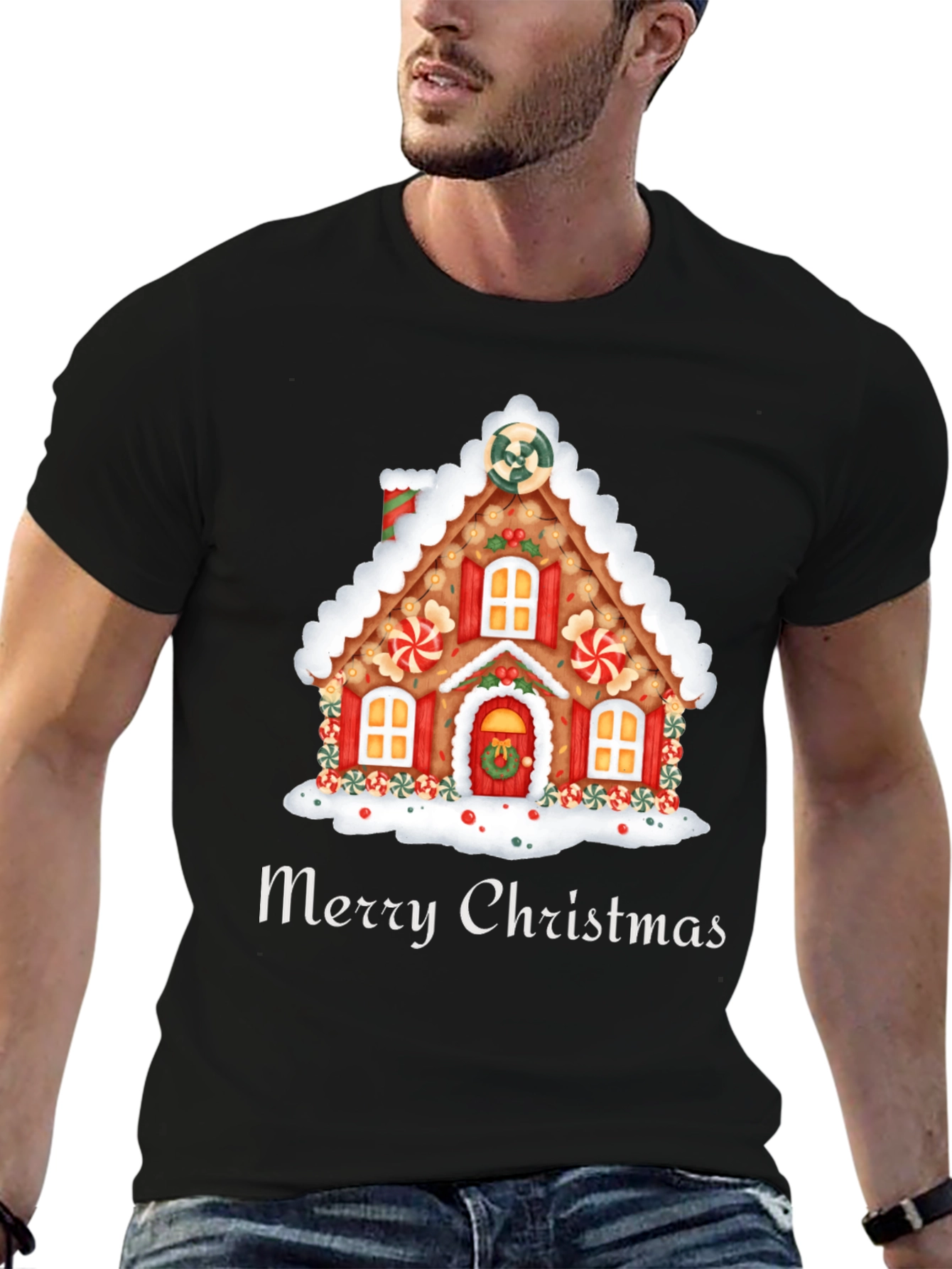 Festive Merry Christmas Gingerbread House T-Shirt