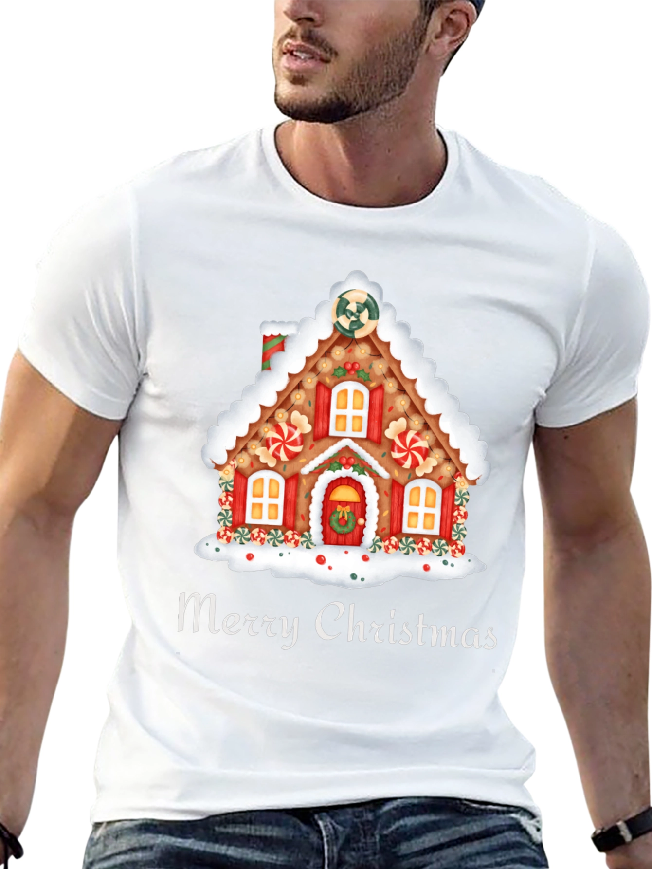 Festive Merry Christmas Gingerbread House T-Shirt