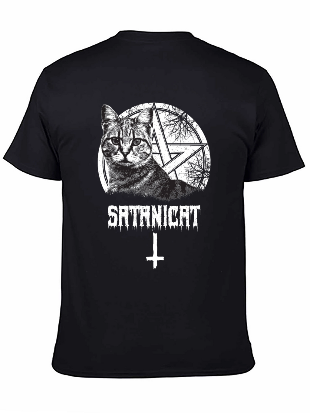 Satanicat Graphic Tee - Mens Black Cotton T-Shirt