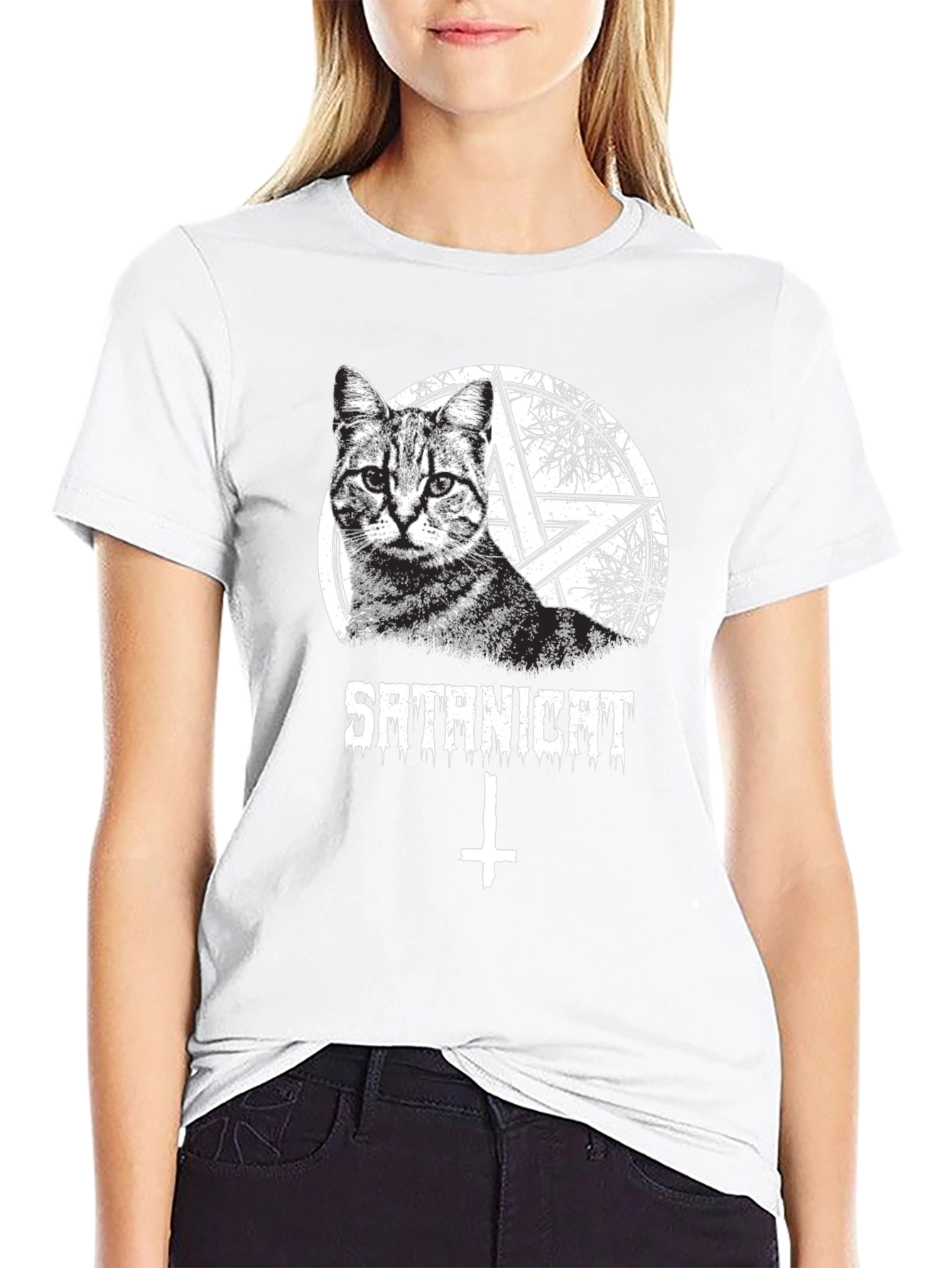 Satanicat Graphic Tee - Mens Black Cotton T-Shirt