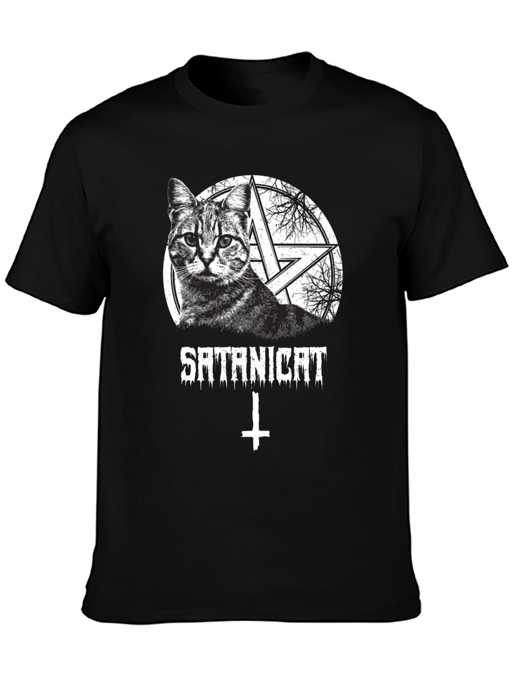 Satanicat Graphic Tee - Mens Black Cotton T-Shirt