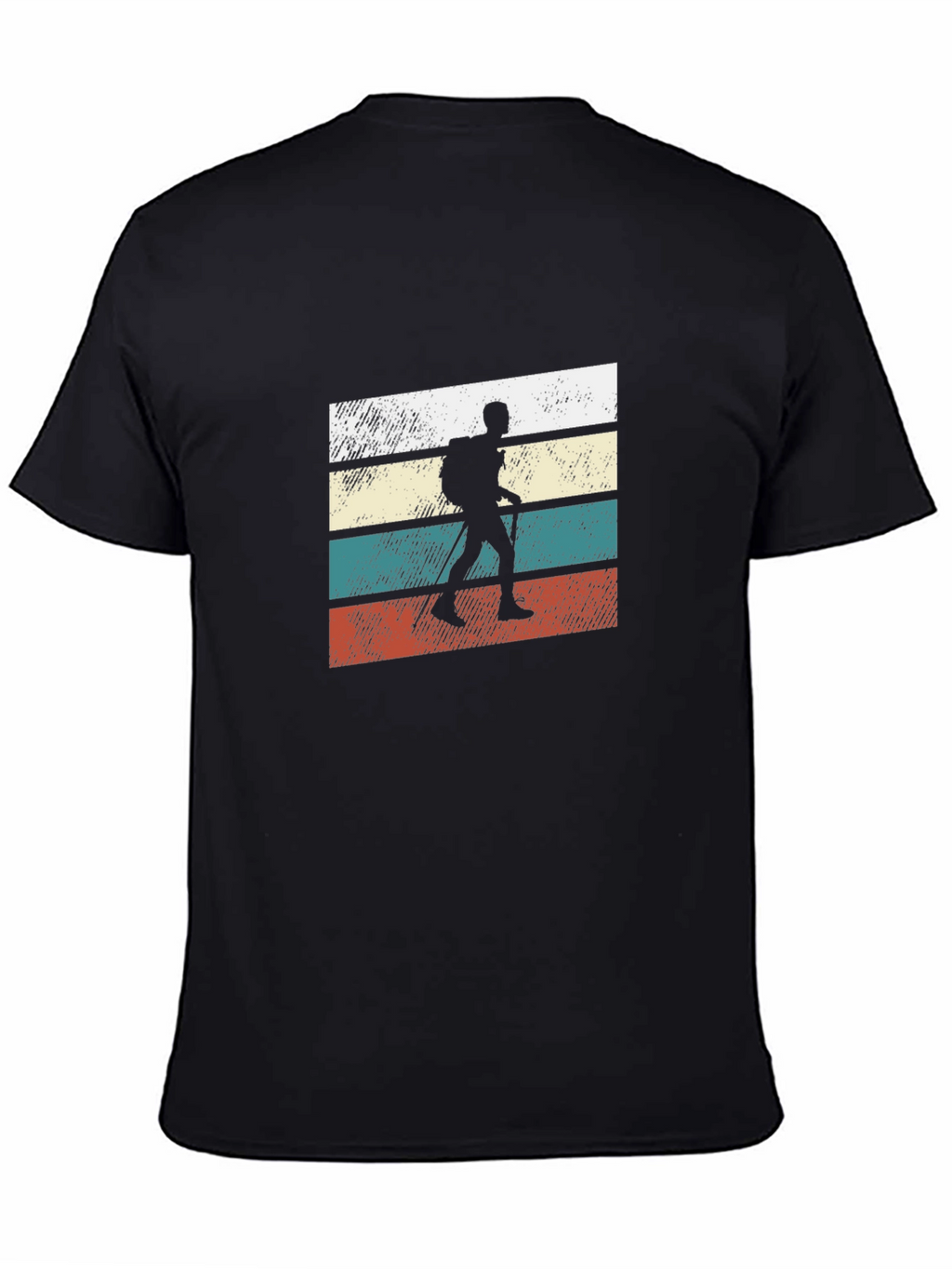 Retro Hiker Silhouette T-Shirt - Black