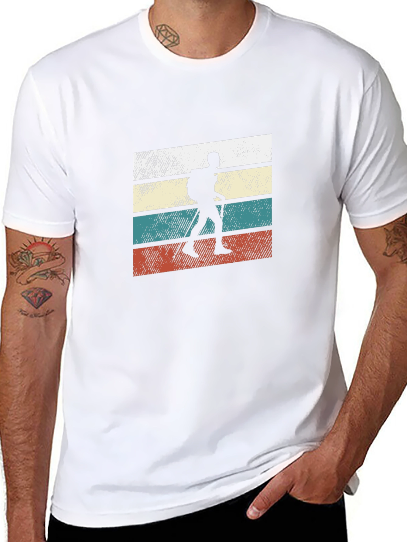 Retro Hiker Silhouette T-Shirt - Black