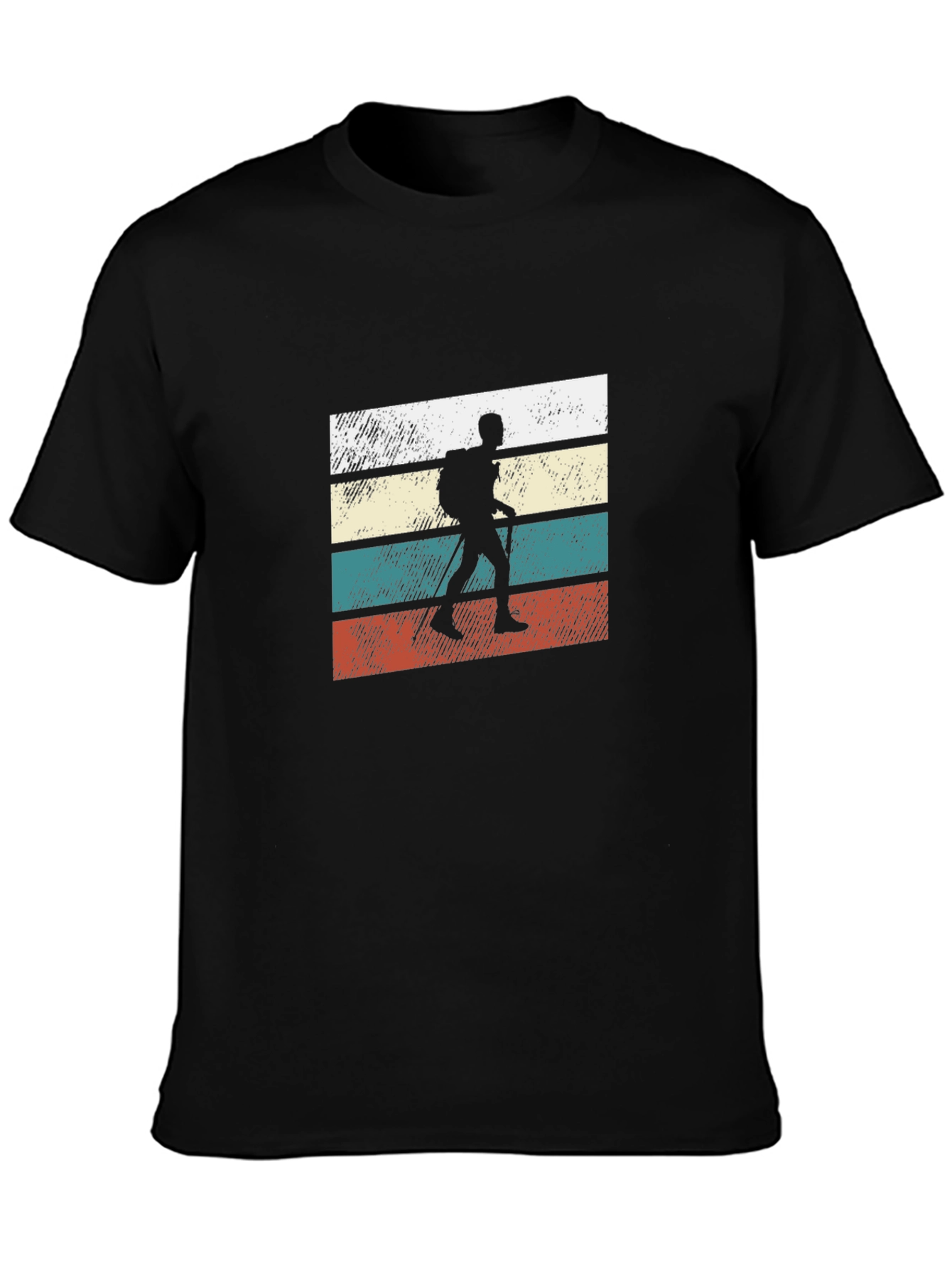 Retro Hiker Silhouette T-Shirt - Black