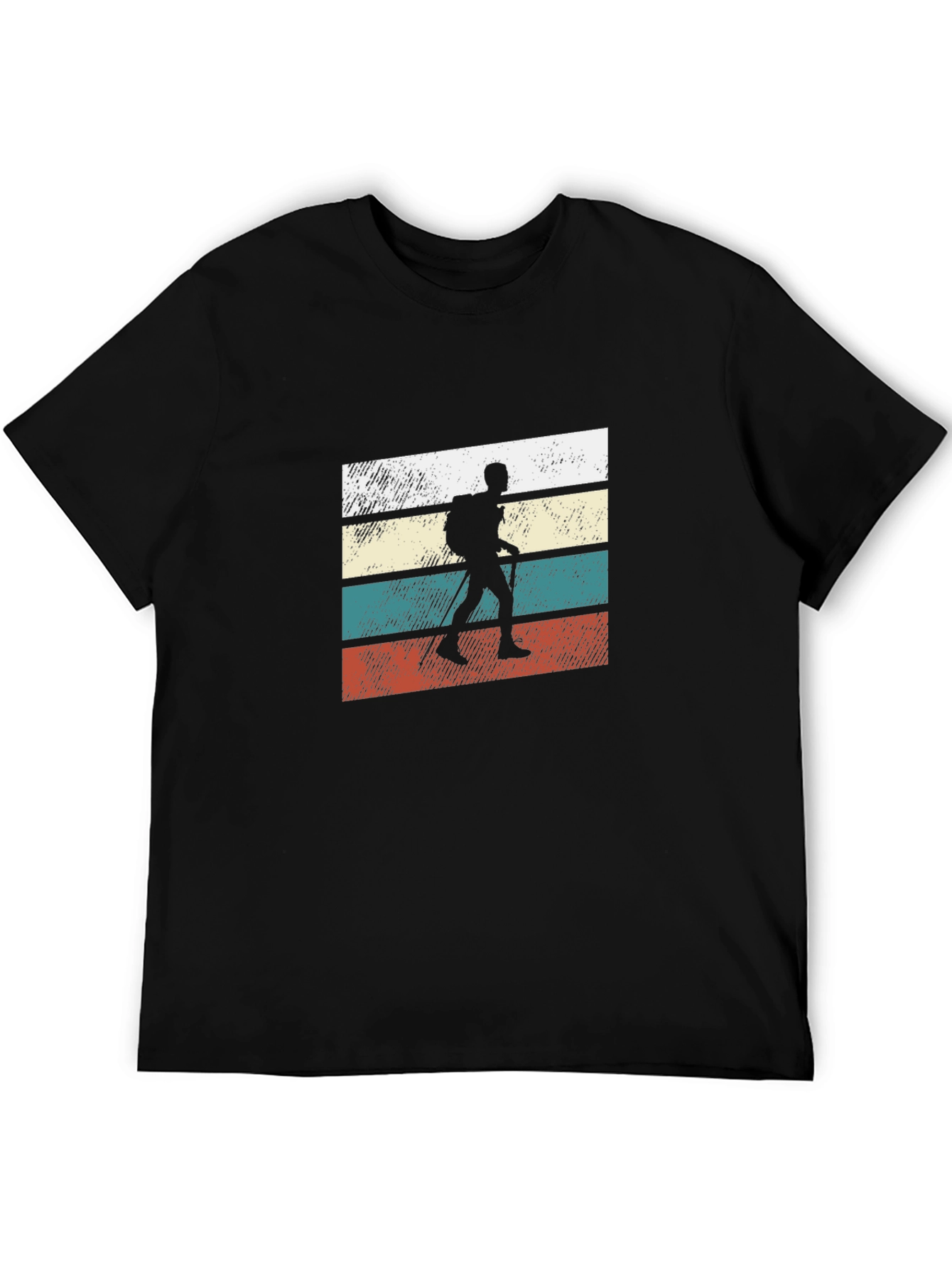 Retro Hiker Silhouette T-Shirt - Black